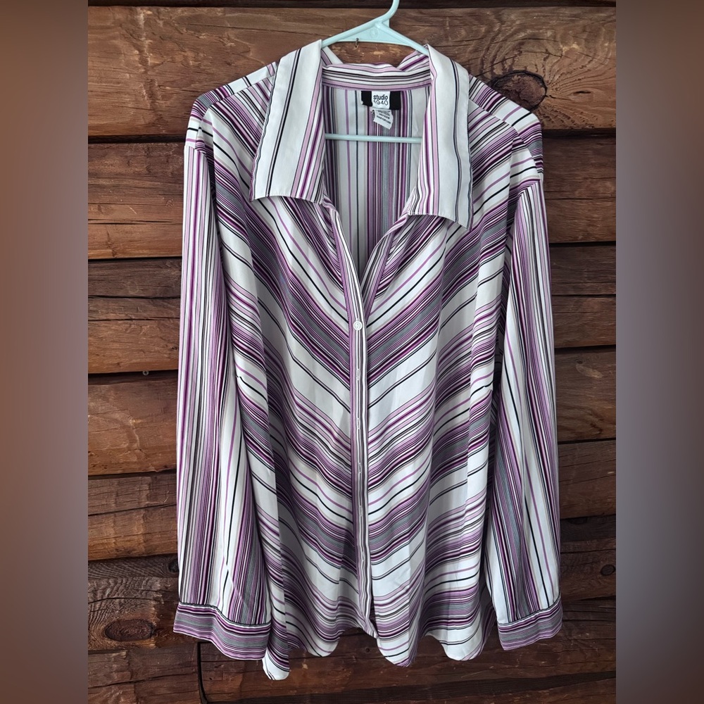 Studio 1940 size 5x Multicolor Striped Button Down Shirt
